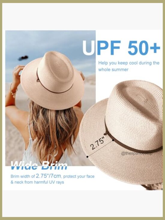 Paper Straw Fedora Sun Hat with UPF 50+ and Adjustable Chin Strap main image 4